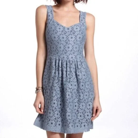 Anthropologie | Dresses | Deletta Silverfield Open Back Powder Blue Lace  Dress | Poshmark